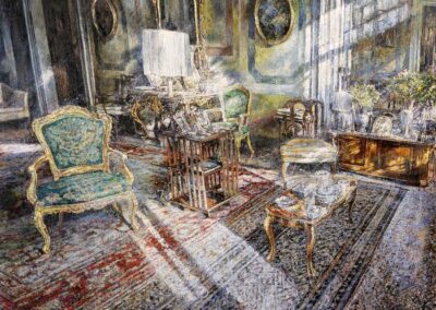 Interno con poltrona verde